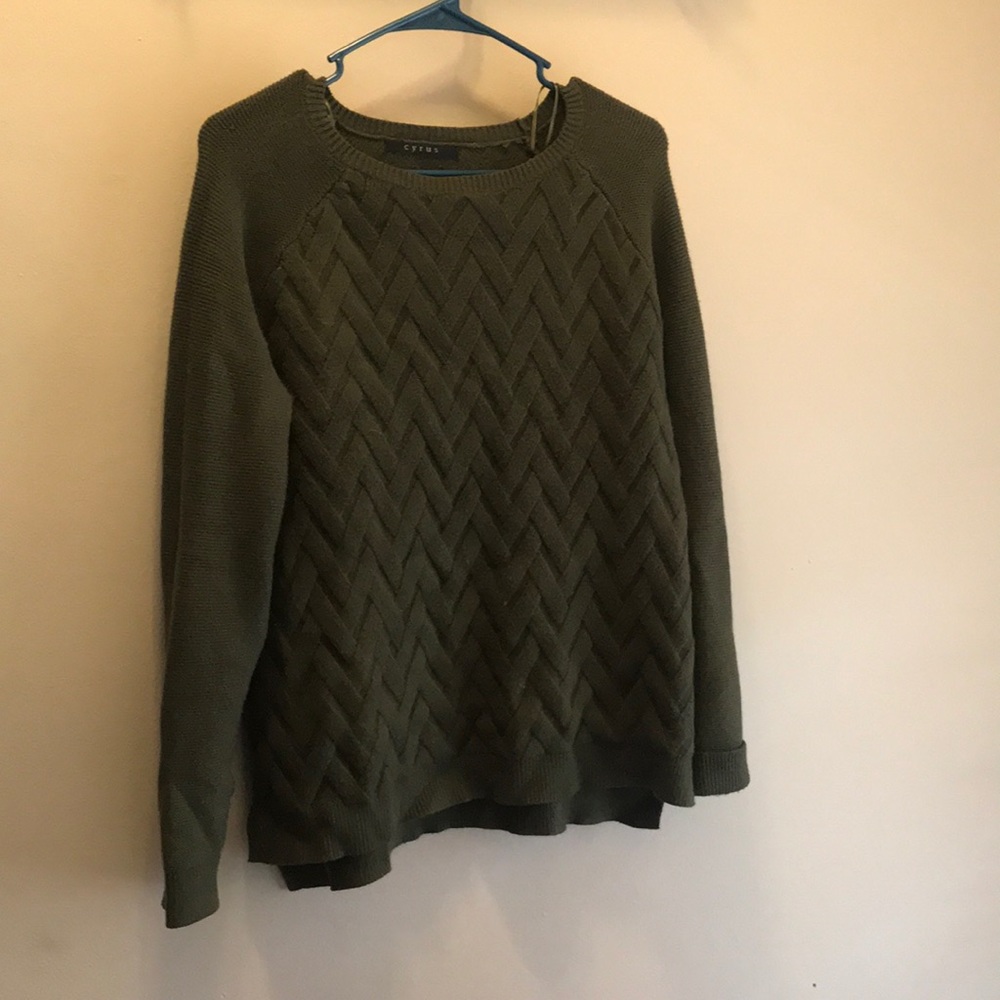 cyrus dark green pull over crew neck knit sweater